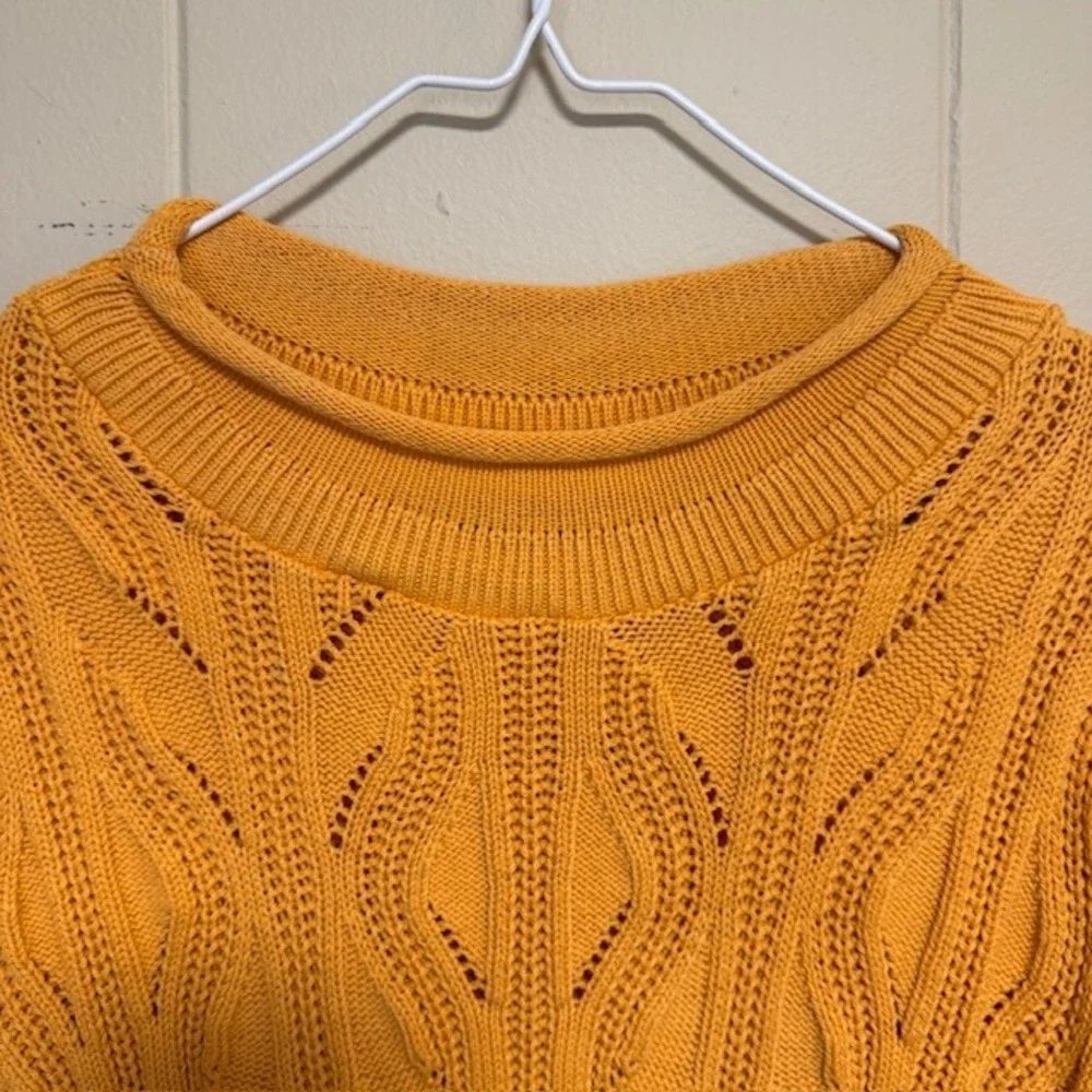 VTG Womens Chunky 90s‎ Cotton Cable Knit Sweater XL Granola Thick Roll Neck - Picture 6 of 14
